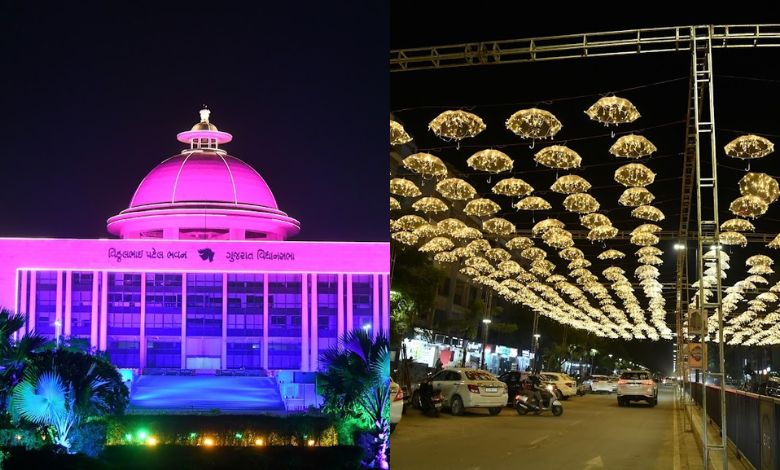 પાટનગરમાં દિવાળી પહેલા દિવાળી: વિધાનસભા, સચિવાલય અને મહાત્મા મંદિર રંગબેરંગી રોશનીથી ઝળહળ્યાં, જુઓ અદ્દભૂત નજારો!