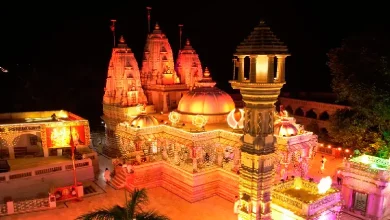 Surendranagar Dudhrej Dham Vadwala Temple lit up with Diwali lights
