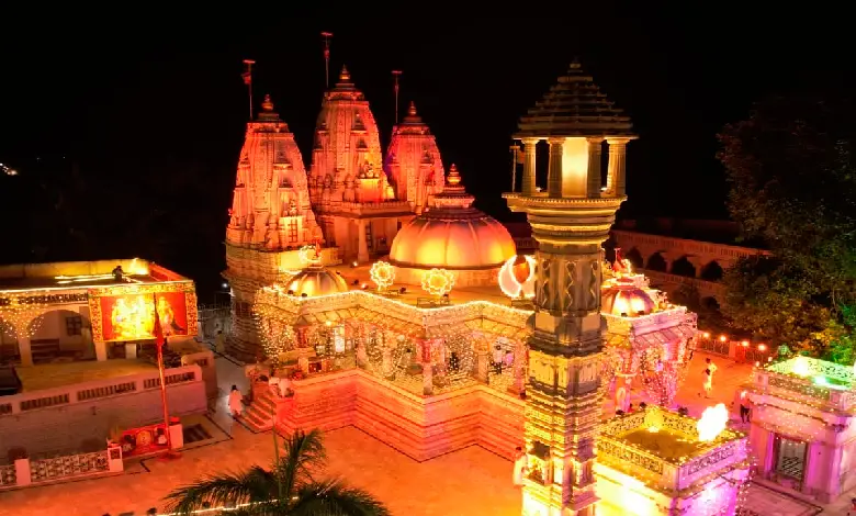 Surendranagar Dudhrej Dham Vadwala Temple lit up with Diwali lights