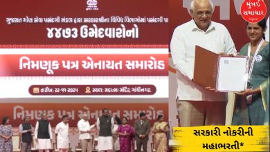 ગાંધીનગરમાં રોજગાર મહાકુંભ સમારોહ, મુખ્ય પ્રધાન ભૂપેન્દ્ર પટેલ ૪૪૭૩ યુવાનોને નિમણૂકપત્રો આપતા