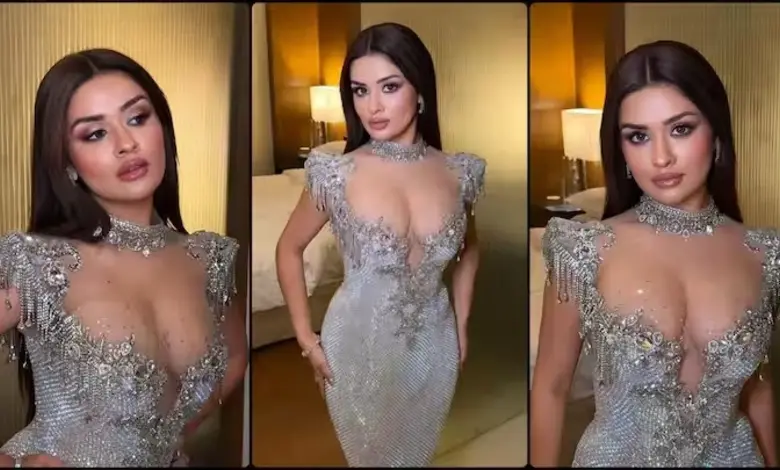 અવનીત કૌર સિલ્વર ટ્રાન્સપરન્ટ ડ્રેસમાં, હેવી મેકઅપ અને સ્ટેટમેન્ટ ઇયરિંગ્સ સાથેનો ગ્લેમરસ લુક