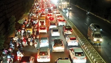 ભરૂચ-દહેજ એક્સપ્રેસ વે પર ટ્રાફિક જામનો દૃશ્ય, વાહનોની લાંબી કતાર