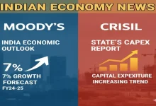 મૂડીઝ દ્વારા ભારતીય અર્થતંત્ર માટે ૭ ટકા વૃદ્ધિદરનો અંદાજ અને ક્રિસિલનો રાજ્યોના મૂડીગત્ ખર્ચનો અહેવાલ