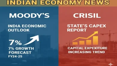 મૂડીઝ દ્વારા ભારતીય અર્થતંત્ર માટે ૭ ટકા વૃદ્ધિદરનો અંદાજ અને ક્રિસિલનો રાજ્યોના મૂડીગત્ ખર્ચનો અહેવાલ