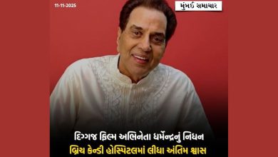 બોલીવૂડ સ્ટાર ધર્મેન્દ્રનું 89 વર્ષની વયે નિધન