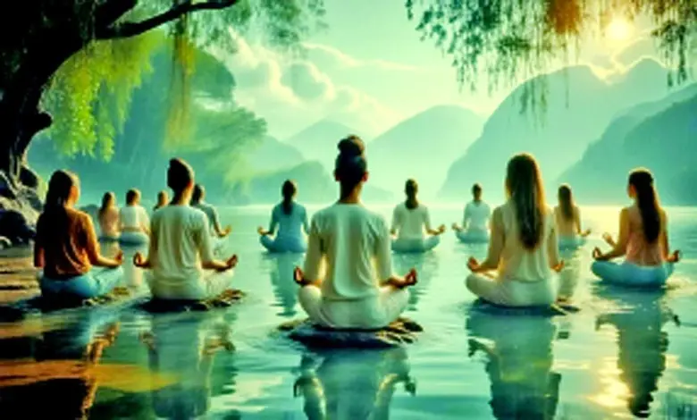 હિન્દુ યોગમાં સવિકલ્પ નિર્વિકલ્પ અને ધર્મમેઘ એમ ત્રણેય પ્રકારની સમાધિની સ્થિતિ દર્શાવતું ચિત્ર