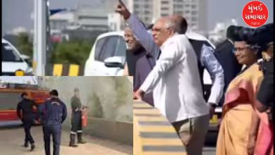 જામનગર ફ્લાયઓવરના પિલરમાં આગ લાગવાની ઘટનાનો ફોટો