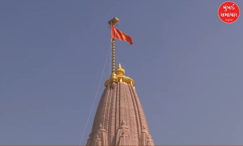 Jai Shri Ram, sound of conch shell: PM Modi hoists grand religious flag on top of Ram temple
