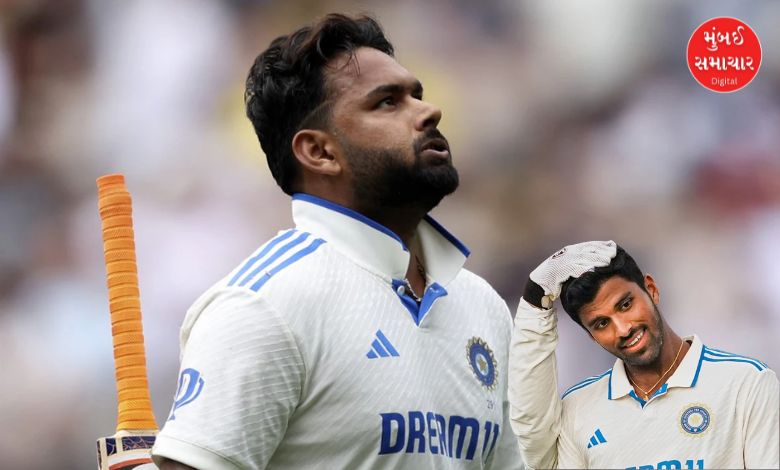 ગુવાહાટી ટેસ્ટમાં બેટિંગ કરતા ભારતીય કેપ્ટન ઋષભ પંતનો શોટ, જેની વોશિંગ્ટન સુંદરે પ્રતિક્રિયા આપી.