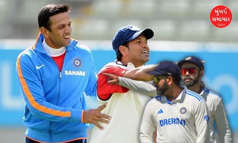 રોહિત શર્મા અને વિરાટ કોહલી ક્રિકેટ મેદાન પર એકબીજાની સાથે ઊભા છે.