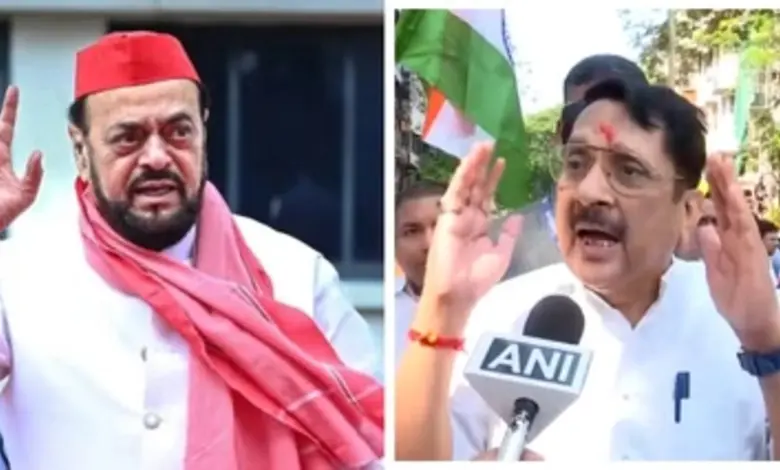 ભાજપના કાર્યકરો મુંબઈમાં સમાજવાદી પાર્ટીના નેતા અબુ આઝમીના નિવાસસ્થાન બહાર વંદે માતરમનું પઠન કરીને વિરોધ કરી રહ્યા છે.