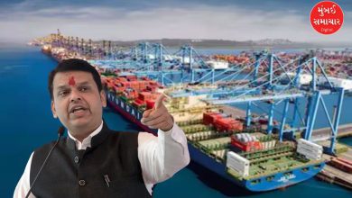 વાઢવણ બંદર પ્રોજેક્ટમાં ભૂમિપુત્રોને રોજગાર આપવાની મુખ્ય પ્રધાન દેવેન્દ્ર ફડણવીસની જાહેરાત દર્શાવતી તસવીર.