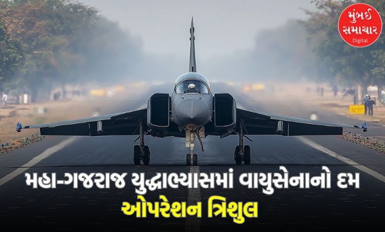 Indian Air Force jets and transport aircraft perform highway landing during Maha-Gajraj exercise in Barmer, Rajasthan