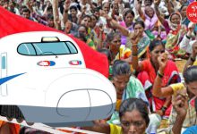 Farmers protesting against the bullet train project in Thane district,