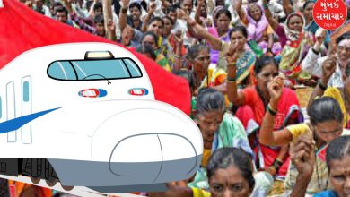 Farmers protesting against the bullet train project in Thane district,
