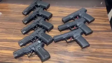Delhi Police Crime Branch officers arrested four members of an international arms smuggling gang in the Rohini area and recovered a large cache of weapons.