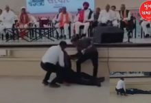 An SPG commando fell in front of JP Nadda's stage in Vadodara, but the leaders' stomachs remained unmoved!