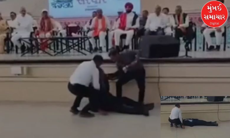 An SPG commando fell in front of JP Nadda's stage in Vadodara, but the leaders' stomachs remained unmoved!