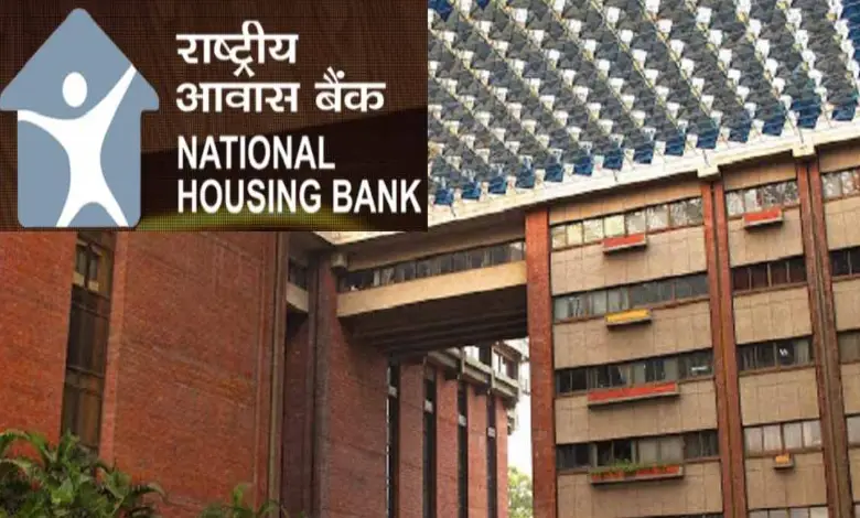 A symbolic financial document and cooperative housing illustration representing NHB's refusal to provide refinance for self-redevelopment projects.