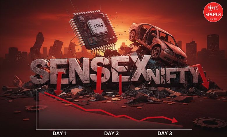 આઈટી અને ઑટો શેરોમાં વેચવાલીના કારણે સેન્સેક્સ અને નિફ્ટીમાં સતત ત્રીજા દિવસે ઘટાડો