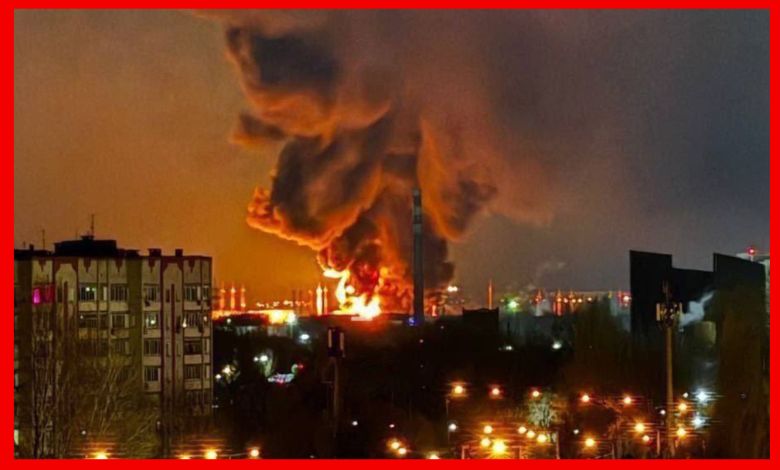 Ukraine launches major drone attack on Russian oil terminal; massive fire breaks out