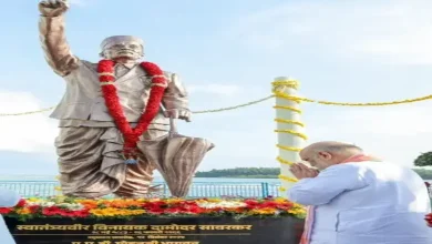 આંદામાનમાં વીર સાવરકરની પ્રતિમાનું અનાવરણ કરતા અમિત શાહ અને મોહન ભાગવત