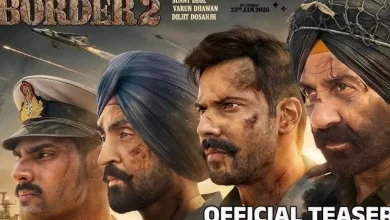'બોર્ડર 2' ફિલ્મના ટીઝરનો સ્ક્રીનશોટ જેમાં સની દેઓલ ભારતીય સેનાના યુનિફોર્મમાં શક્તિશાળી ડાયલોગ બોલતા જોવા મળે છે.
