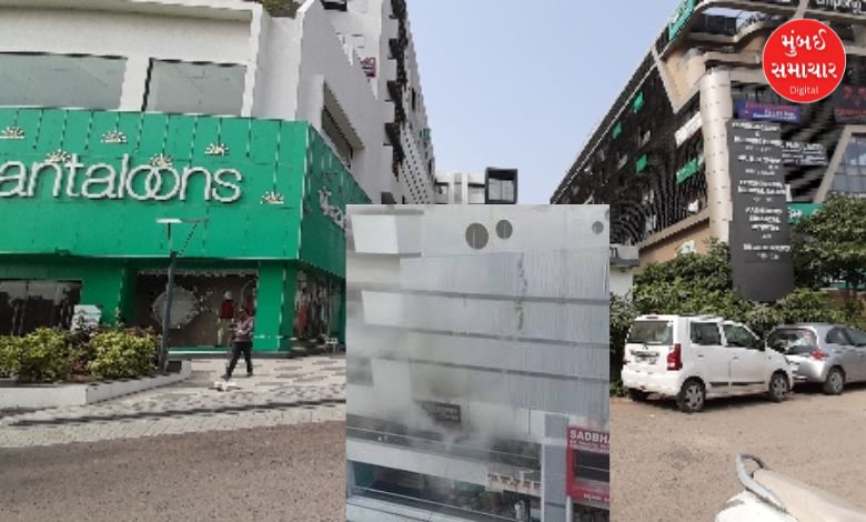 અમદાવાદ ચાંદખેડા પેલેડિયમ બિઝનેસ હબમાં આગ, ધુમાડાના ગોટેગોટા અને ફાયર બ્રિગેડ દ્વારા આગ બુઝાવવાની કામગીરી