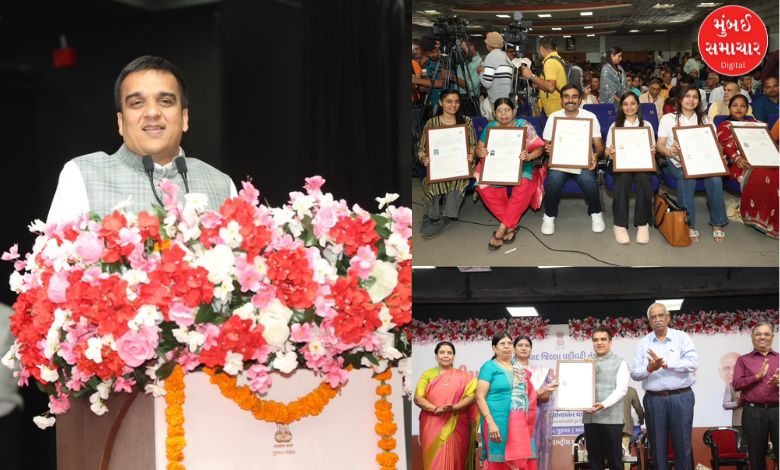 અમદાવાદમાં હર્ષ સંઘવીના હસ્તે નાગરિકતા પ્રમાણપત્ર મેળવતા લાભાર્થીઓ