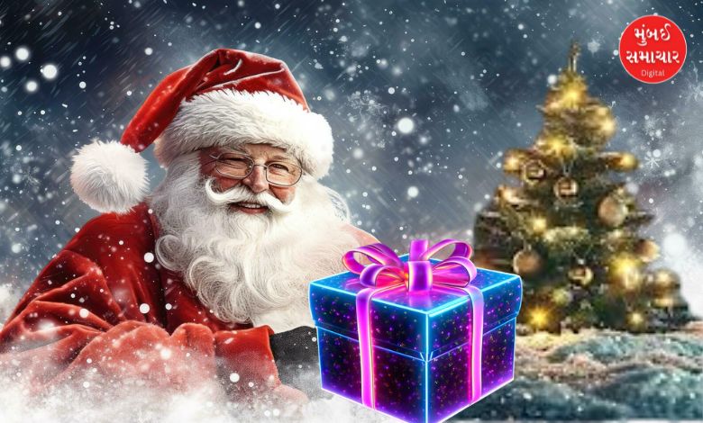 કોકા કોલા થીમ આધારિત લાલ અને સફેદ કપડાંમાં હસતા સાંતાક્લોઝનું ચિત્ર