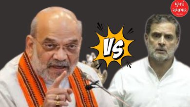 કેન્દ્રીય ગૃહ પ્રધાન અમિત શાહ સંસદમાં રાહુલ ગાંધી અને વિપક્ષ પર પ્રહાર કરતા
