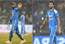 કે એલ રાહુલ પ્રસિદ્ધ કૃષ્ણાને બોલિંગ એરિયા અંગે ચેતવણી આપતા, રાયપુર ODIમાં પ્રસિદ્ધ કૃષ્ણાની મોંઘી બોલિંગ