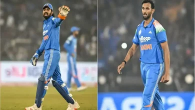 કે એલ રાહુલ પ્રસિદ્ધ કૃષ્ણાને બોલિંગ એરિયા અંગે ચેતવણી આપતા, રાયપુર ODIમાં પ્રસિદ્ધ કૃષ્ણાની મોંઘી બોલિંગ