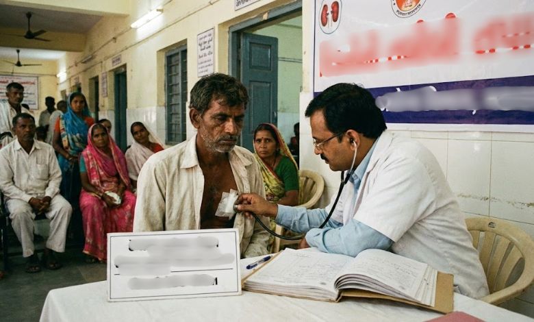 દેવામાં ડૂબેલા ખેડૂત અને કિડની રેકેટના પીડિત રોશન કુડેની તબીબી તપાસ અંગેની પ્રતિકાત્મક તસવીર.