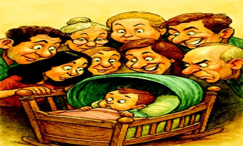 બાળકના નામકરણ માટે કુટુંબીજનો વચ્ચે રમુજી ચર્ચા અને ધક્કામુક્કી.