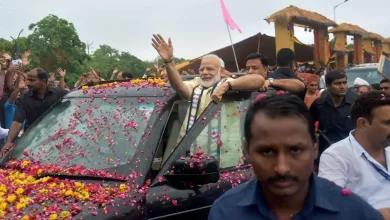 રાજકોટમાં PM મોદીના રોડ-શો માટે રસ્તાઓની સફાઈ અને તૈયારીઓ કરતા મનપાના કર્મચારીઓ.