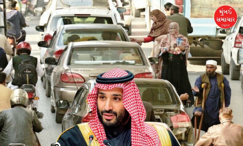 સાઉદી અરેબિયા દ્વારા પાકિસ્તાની નાગરિકોનો દેશનિકાલ અને વિઝા પ્રતિબંધની ચેતવણી દર્શાવતું પ્રતીકાત્મક ચિત્ર.