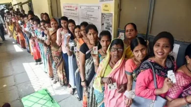 Voters queue up during Maharashtra municipal elections with 67.63% turnout in the first phase.