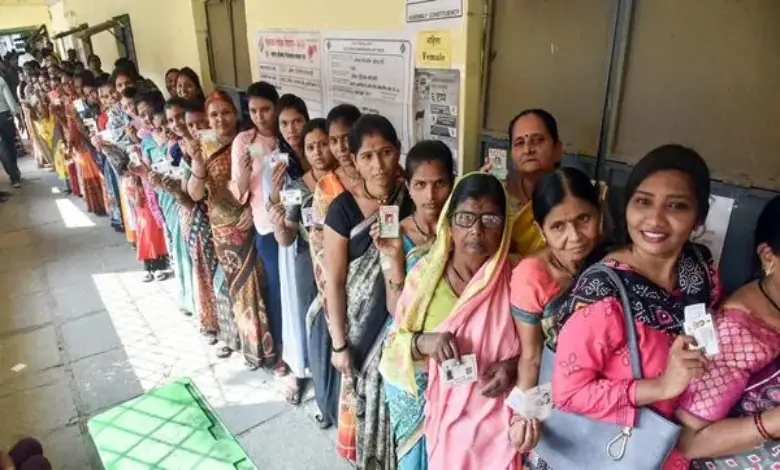 Voters queue up during Maharashtra municipal elections with 67.63% turnout in the first phase.