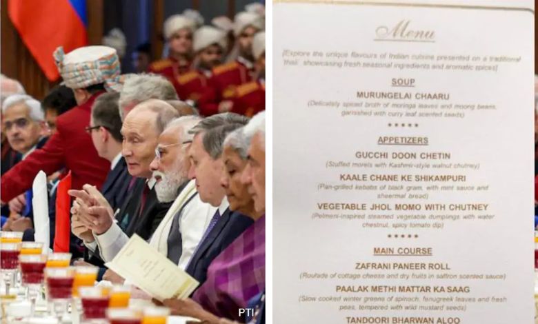 વ્લાદિમીર પુતિનને રાષ્ટ્રપતિ ભવનમાં શું પીરસાયું? ડિનર મેનૂ થયું વાયરલ