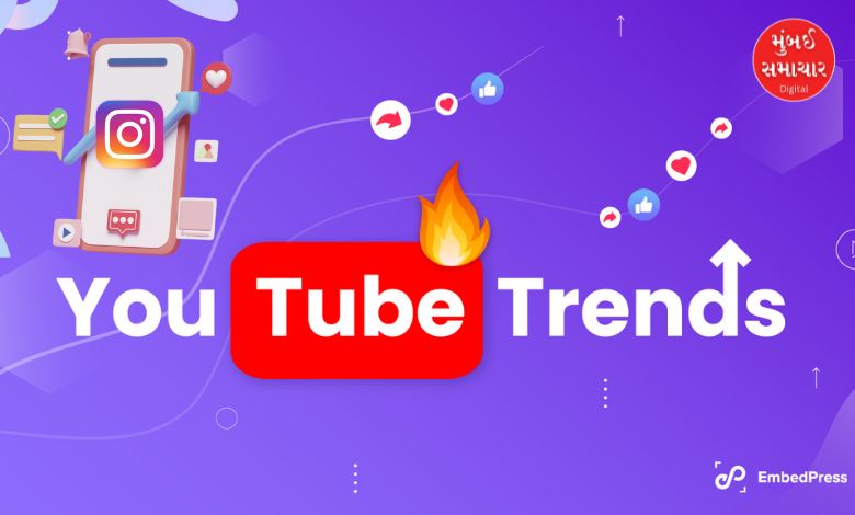 વર્ષ ૨૦૨૫ના યુટ્યૂબ અને ઈન્સ્ટાગ્રામ પરના ટોચના ટ્રેન્ડ્સની યાદી દર્શાવતો ગ્રાફિક