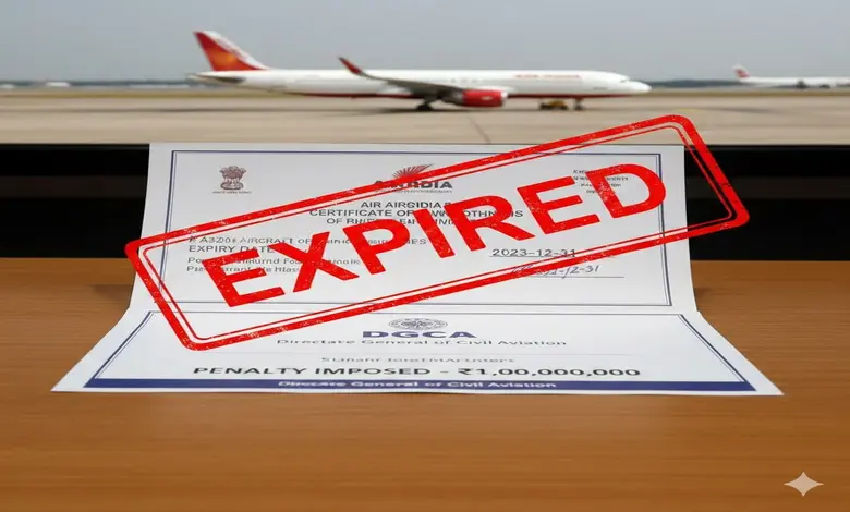 DGCA એ એર ઇન્ડિયા પર ગંભીર બેદરકારી બદલ દંડ ફટકાર્યો. એક્સપાયર સર્ટિફિકેટ સાથે A320 વિમાન ૮ વખત ઉડાડ્યું, જવાબદાર કર્મચારીઓ સસ્પેન્ડ.