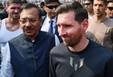 Lionel Messi leaving GOAT India Tour event in Kolkata Minister Arup Biswas