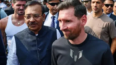 Lionel Messi leaving GOAT India Tour event in Kolkata Minister Arup Biswas