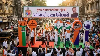 મુંબઈ મહાનગરપાલિકા ચૂંટણી દરમિયાન પક્ષપલટો કરતા ઉમેદવારો અને રાજકીય પક્ષોના પ્રતીકો.