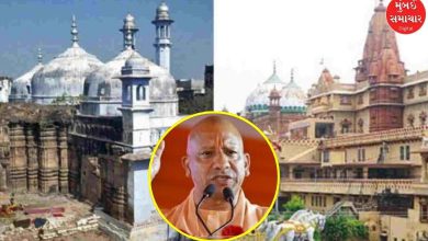 Uttar Pradesh Chief Minister Yogi Adityanath speaking at an event where he commented on the Kashi-Mathura issues.