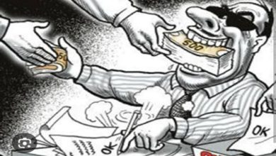 ભારતમાં ભ્રષ્ટાચાર અને પૈસાની લેતી-દેતી પર કટાક્ષ કરતું પ્રતીકાત્મક ચિત્ર