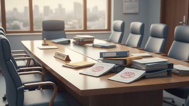 government office chairs and official files representing mass transfers in the education department.