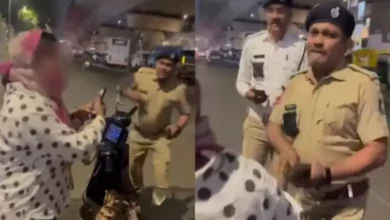 Police and woman argument near Anjali intersection in Paldi