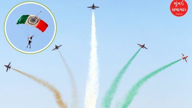રાજકોટના અટલ સરોવર ઉપર ભારતીય વાયુસેનાની સૂર્યકિરણ એરોબેટિક ટીમનો અદ્ભૂત એર શૉ